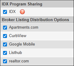 Screenshot example of the Broker Distribution options in Add Listing