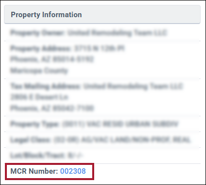 Screenshot example of the MCR Plat Map for Maricopa County in CurbView